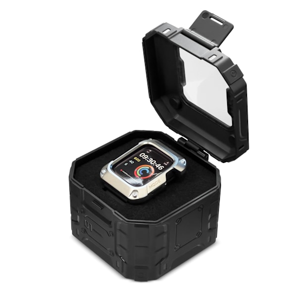 Kingxbar CYF136 2in1 armored case for Apple Watch SE, 6, 5, 4 (44 mm) made of stainless steel with a silver strap Silver