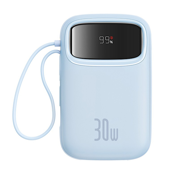 Baseus QPow 2 30W 10000mAh Power Bank with Built-in USB-C Cables - Blue Blue