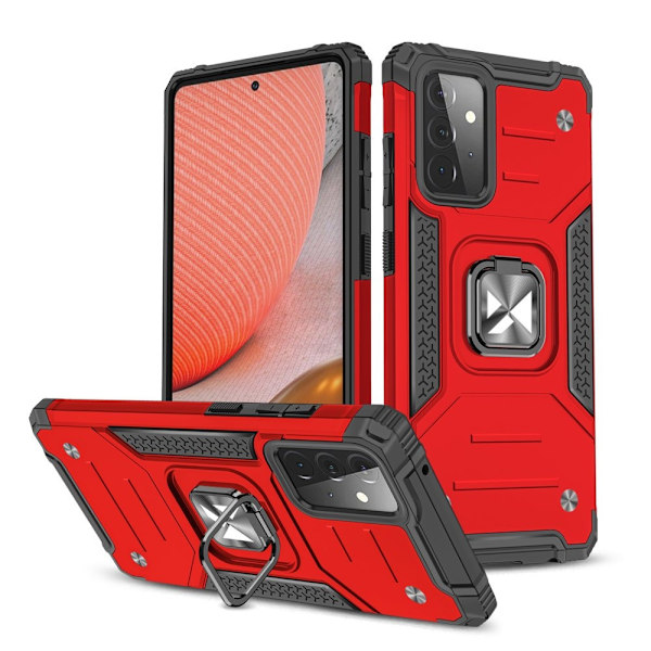 Wozinsky Ring Armor Case Kickstand Tough Rugged Cover for Samsung Galaxy A72 4G red Red