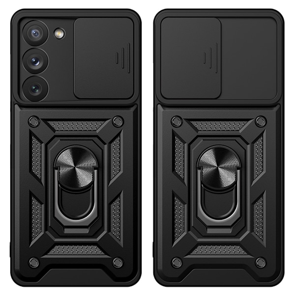 Hybrid Armor Camshield case for Samsung Galaxy A54 5G armored case with camera cover black Black