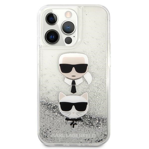 Karl Lagerfeld KLHCP13LKICGLS iPhone 13 Pro / 13 6,1" srebrny/silver hardcase Liquid Glitter Karl&Choupette Head Silver