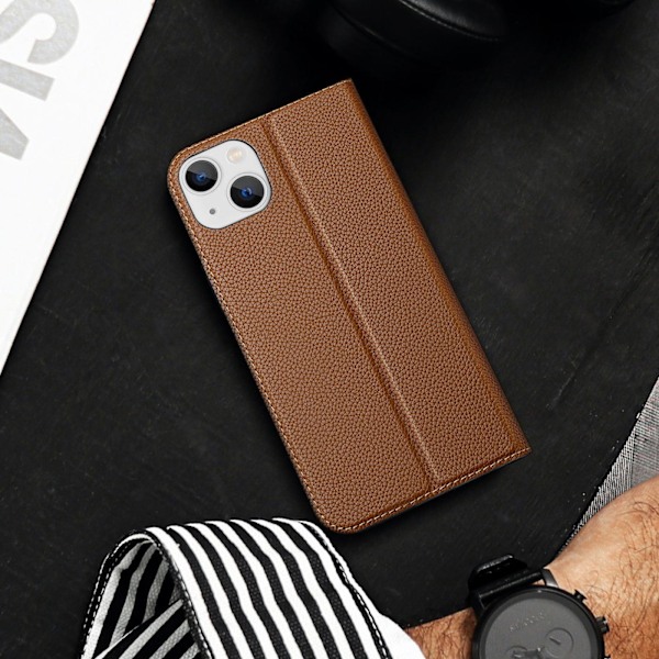 Dux Ducis Skin X2 case for iPhone 14 Plus case with magnetic flap brown Brown