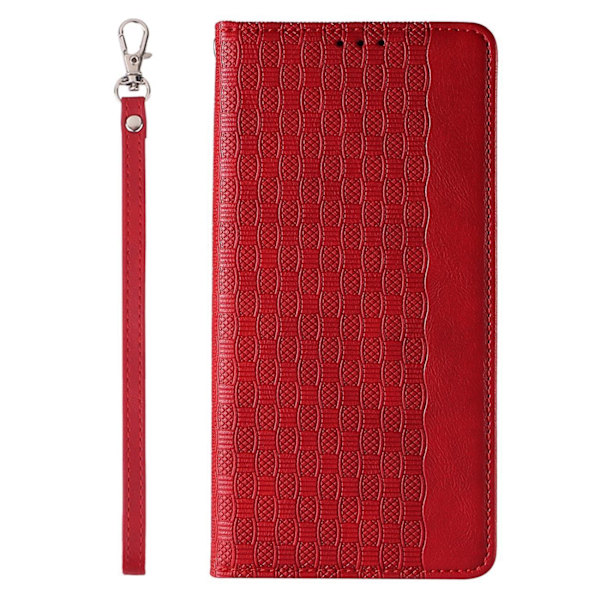 Magnet Strap Case Case for iPhone 14 Pro Max Flip Wallet Mini Lanyard Stand Red Red