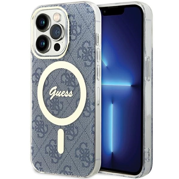 Guess IML 4G MagSafe case for iPhone 15 Pro - blue Blue