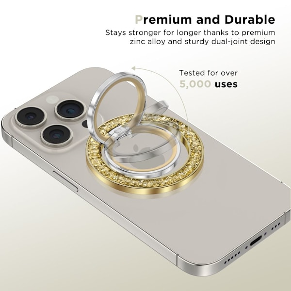 Tech-Protect MMR200 magnetic holder / ring with MagSafe - gold with crystals Gold