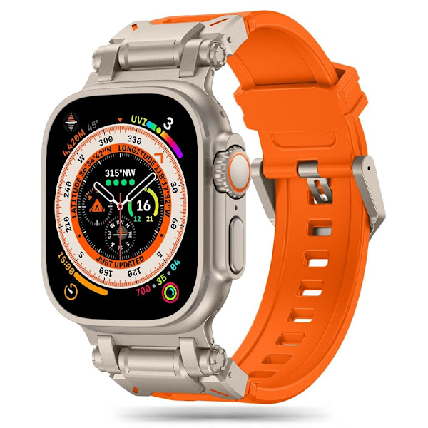 Tech-Protect Delta Pro Strap for Apple Watch 4 / 5 / 6 / 7 / 8 / 9 / SE / Ultra 1 / 2 (42/44/45/49 mm) - Titanium Orange Orange || Titanic