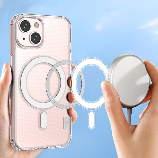 Clear Magnetic Case with MagSafe for iPhone 14 with a silver ring - transparent Transparent