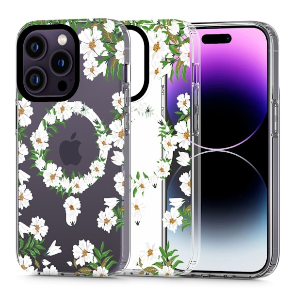 Tech-Protect MagMood MagSafe iPhone 13 Pro Max Case - White Daisies