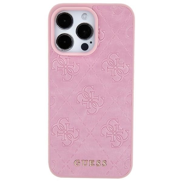 Guess GUHCP15SP4EPMP iPhone 15 6.1&quot; pink/pink hardcase Leather 4G Stamped Pink