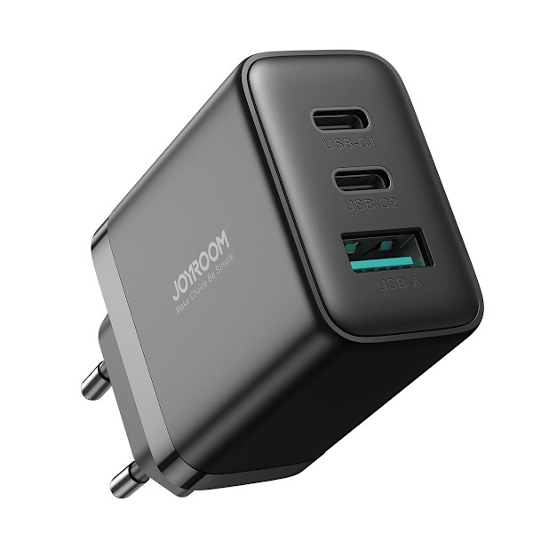 Joyroom JR-TCF10 fast charger 2x USB-C USB-A 32W - black Black