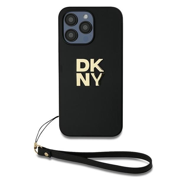 DKNY Wrist Strap Stock Logo case for iPhone 14 Pro Max - black Black