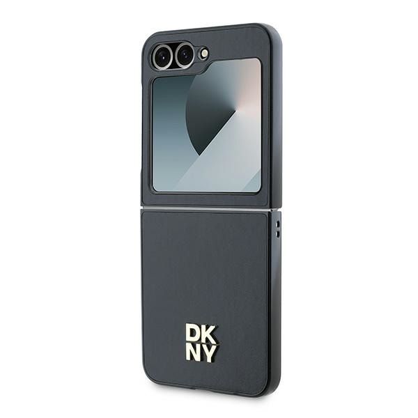 DKNY Leather Metal Stack Logo Case for Samsung Galaxy Z Flip 6 - Black Black