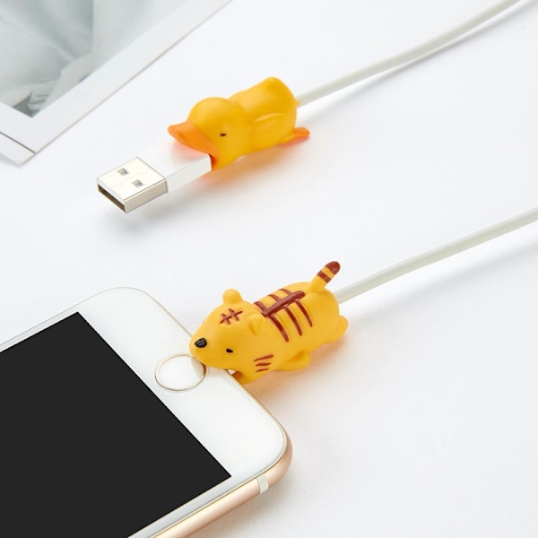 Duck-shaped phone cable cover Yellow