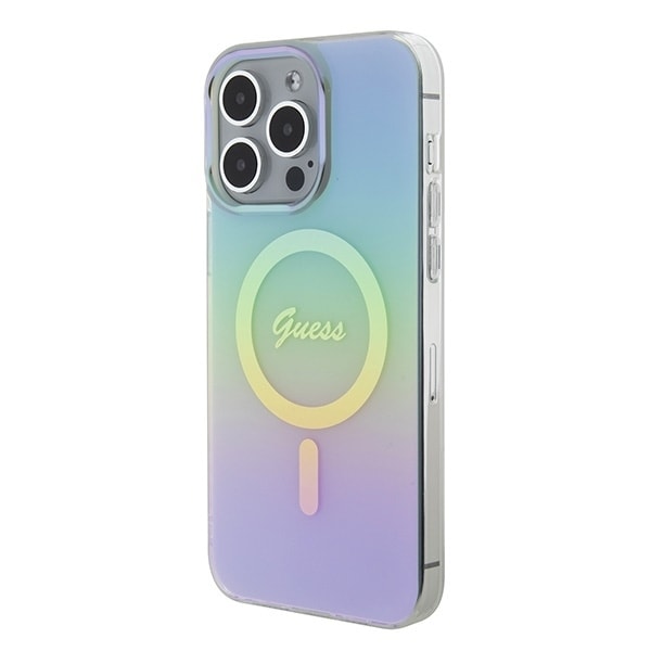 Guess GUHMP15XHITSQ iPhone 15 Pro Max turquoise/turquoise hardcase IML Iridescent MagSafe Blue