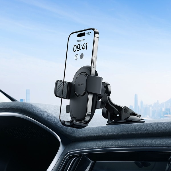 [RETURNED ITEM] Baseus UltraControl Lite Series car phone holder - black Black