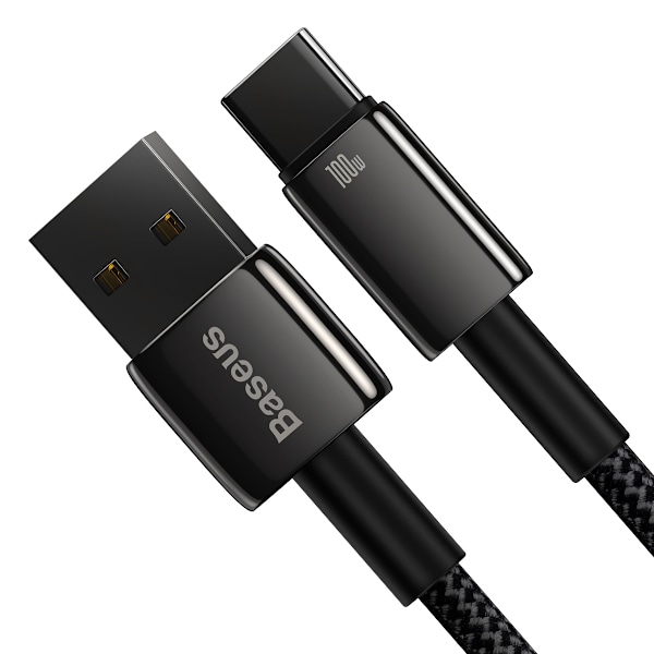 Baseus Tungsten Gold cable USB-A - USB-C 480Mb/s 100W 1m black (CAWJ000001) Black