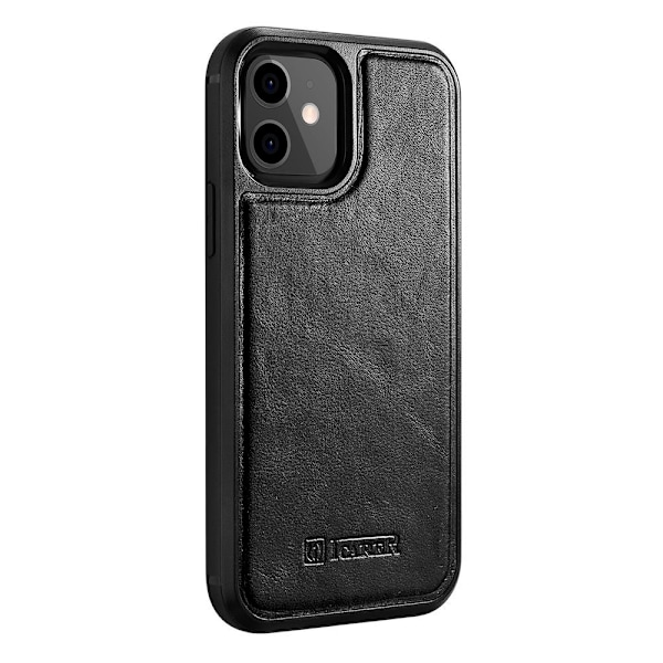 iCarer Leather Oil Wax case covered with natural leather for iPhone 12 mini black (ALI1204-BK) Black