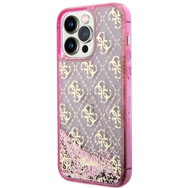 Guess GUHCP14LLC4PSGP iPhone 14 Pro 6.1" pink/pink hardcase Liquid Glitter 4G Transculent Pink