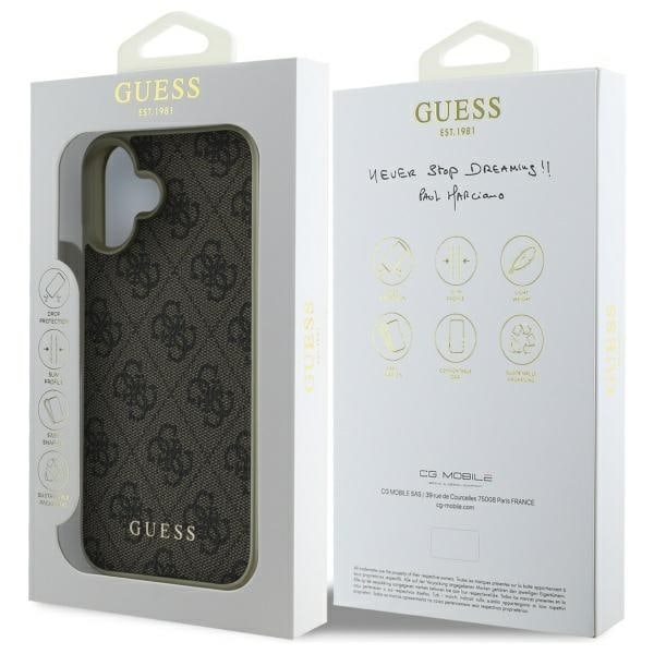 Guess 4G Charms Collection case for iPhone 16 - brown Brown