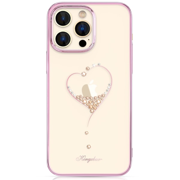 Silicone case with Swarovski crystals Kingxbar Wish Series for iPhone 14 Pro - pink Pink