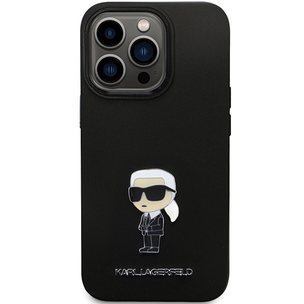 Karl Lagerfeld KLHCP14LSMHKNPK case for iPhone 14 Pro - black Silicone Ikonik Metal Pin Black