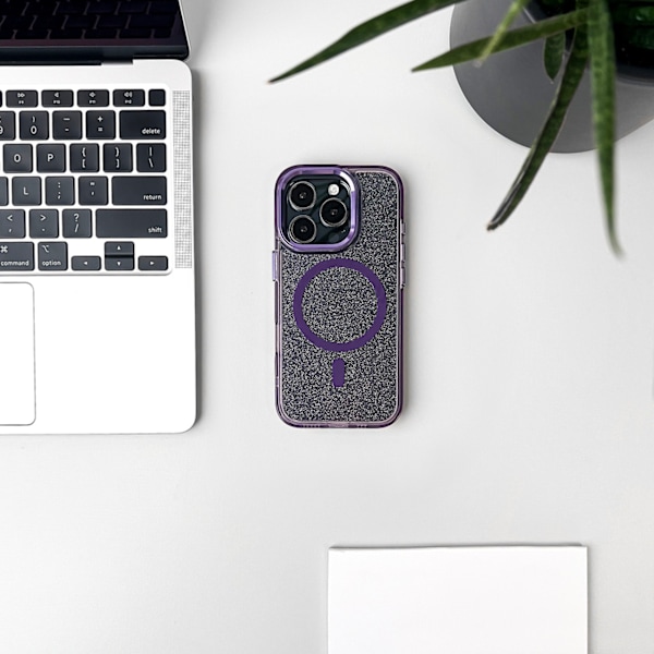 Glitter Case MagSafe for iPhone 16 - purple with glitter Violet || Semi-transparent