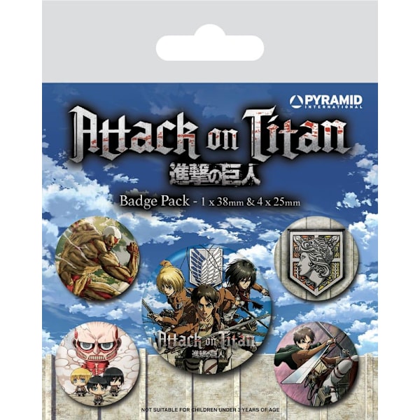 Attack on Titan Pin-Back Buttons 5-Pack Season 3 Multicolor