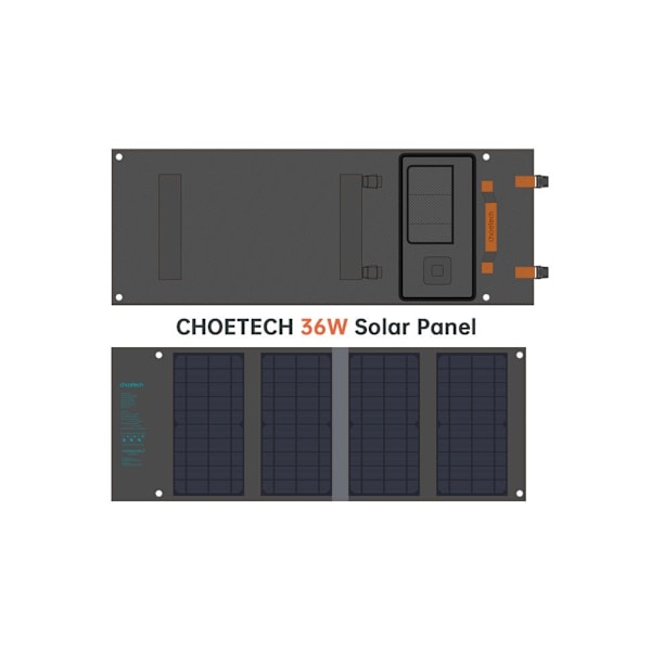 Choetech tourist USB solar charger, USB C 36W QC PD gray (SC006) Gray