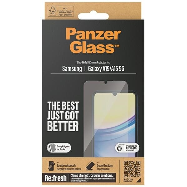 PanzerGlass Ultra-Wide Fit Tempered Glass for Samsung Galaxy A15 / A15 5G