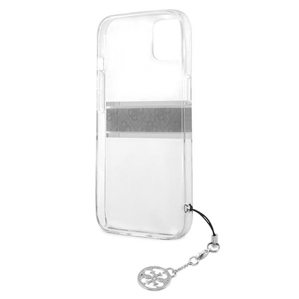 Guess GUHCP13SKB4GGR iPhone 13 mini 5.4&quot; Transparent hardcase 4G Gray Strap Charm Transparent