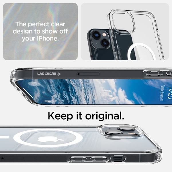 Spigen Ultra Hybrid Mag Case with MagSafe for iPhone 14 - Clear/White Transparent || White