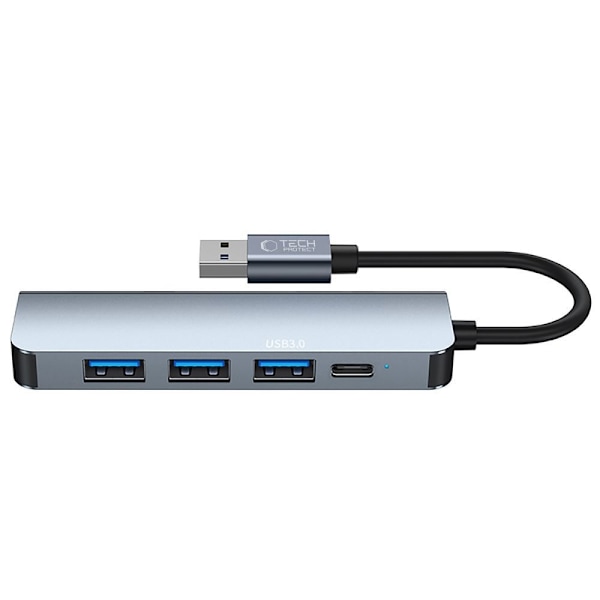 HUB Tech-Protect V0 5in1 USB-A - USB-A 3.0 / 3x USB-A 2.0 / USB-C - gray Gray