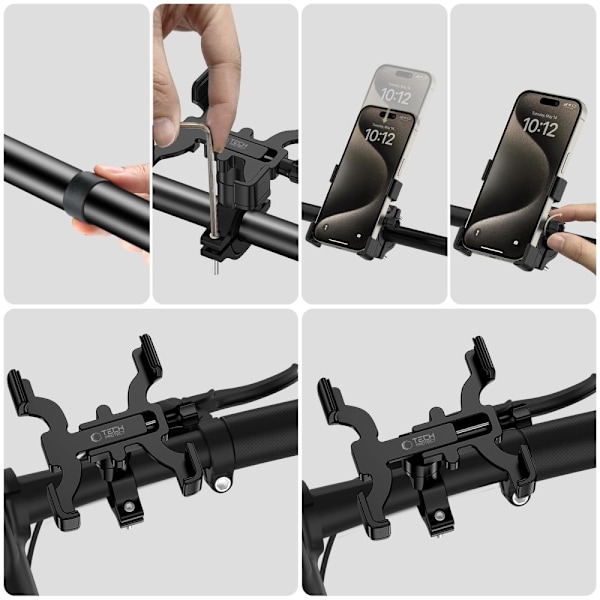 Tech-Protect V3 Bike Phone Holder for Handlebars - Black Black