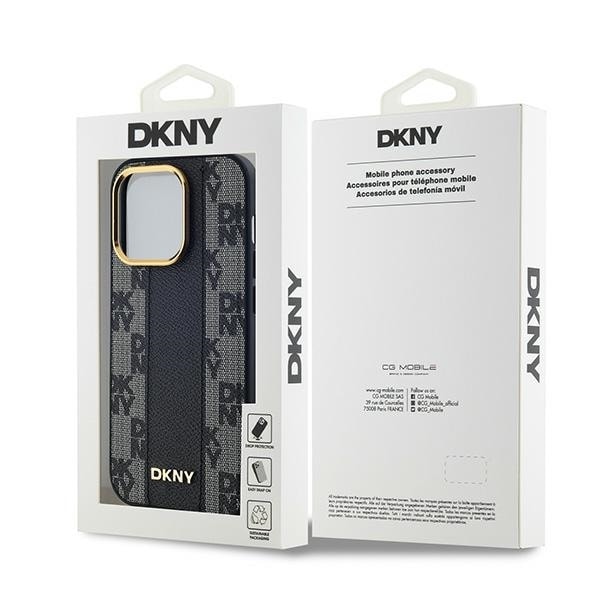 DKNY Leather Checkered Mono Pattern MagSafe Case for iPhone 13 Pro / 13 - Black Black