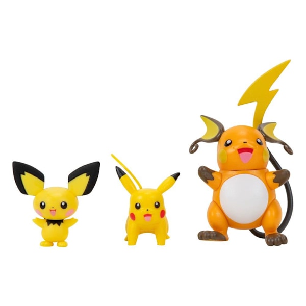 Pokémon Select Action Figures 3-Pack Evolution Pichu, Pikachu, Raichu Multicolor