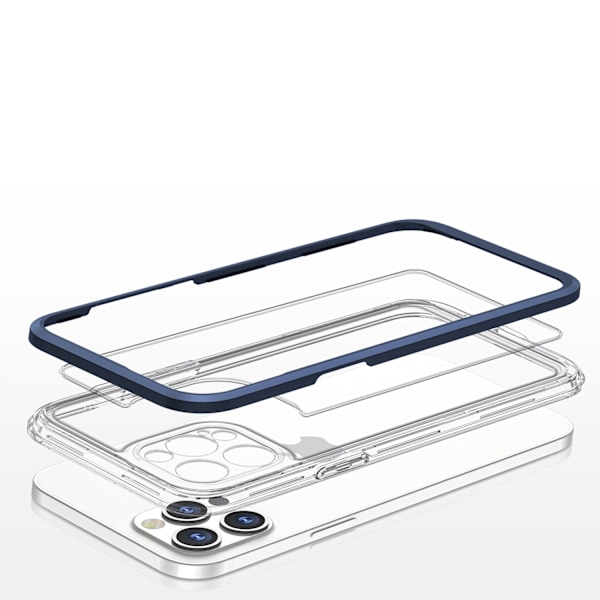 Clear 3in1 case for iPhone 12 Pro blue frame gel cover Blue || Transparent