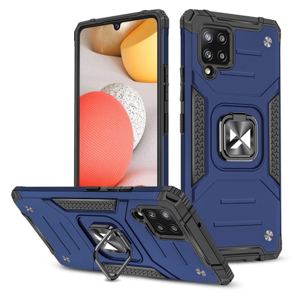 Wozinsky Ring Armor Case Kickstand Tough Rugged Cover for Samsung Galaxy A42 5G blue Blue