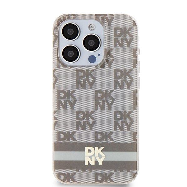 DKNY IML Checkered Mono Pattern &amp; Printed Stripes MagSafe case for iPhone 13 Pro Max - beige Beige