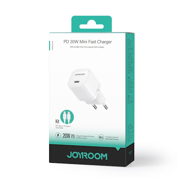 Joyroom JR-TCF02 USB-C PD 20W wall charger + USB-C cable - white White