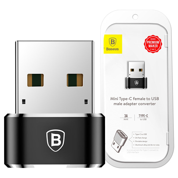 Baseus Mini USB-C to USB-A adapter - black Black