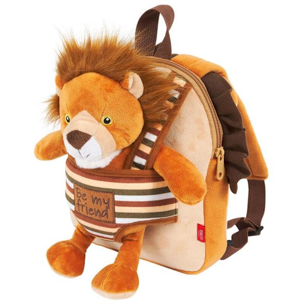 Lenny Lion reversible backpack with plush toy 25cm Multicolor