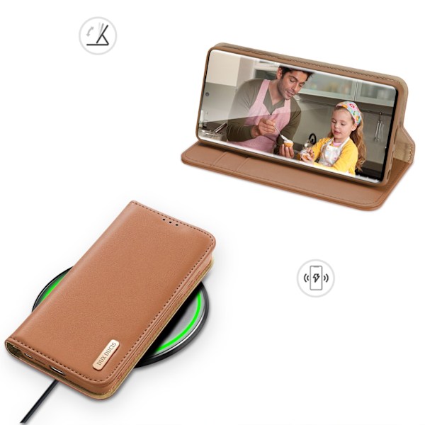 Dux Ducis Hivo Case for Samsung Galaxy S23 Ultra Flip Cover Wallet Stand RFID Blocking Brown Brown