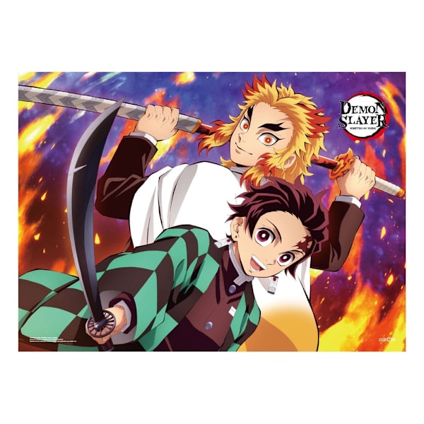 Demon Slayer: Kimetsu no Yaiba Fabric Poster Tanjiro And Kyojuro Rengoku 84 x 118 cm Multicolor