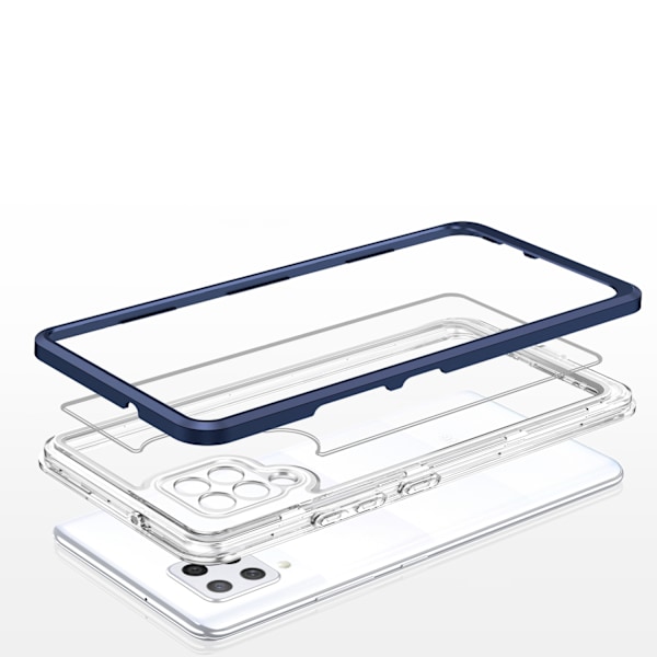 Clear 3in1 Case for Samsung Galaxy A42 5G Frame Gel Cover Blue Blue || Transparent