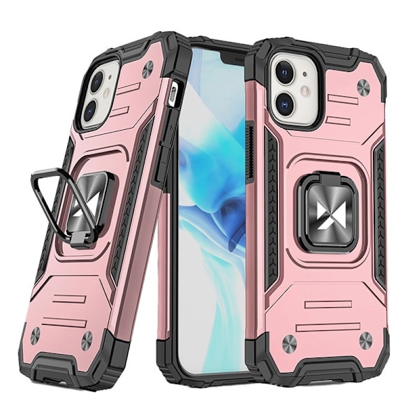 Wozinsky Ring Armor Case Kickstand Tough Rugged Cover for iPhone 12 mini pink Pink