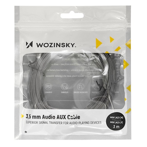 Wozinsky mini jack extension cable (female-male) AUX extension 5 m black Black