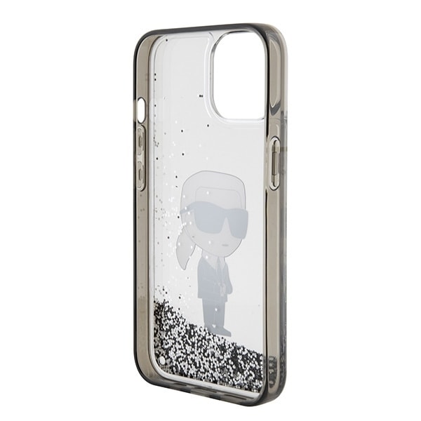 Karl Lagerfeld KLHCP15SLKKNSK iPhone 15 6.1" transparent hardcase Liquid Glitter Ikonik Transparent