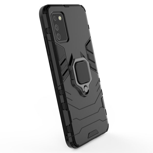 Ring Armor tough hybrid case cover + magnetic holder for Samsung Galaxy A03s (166.5) black Black