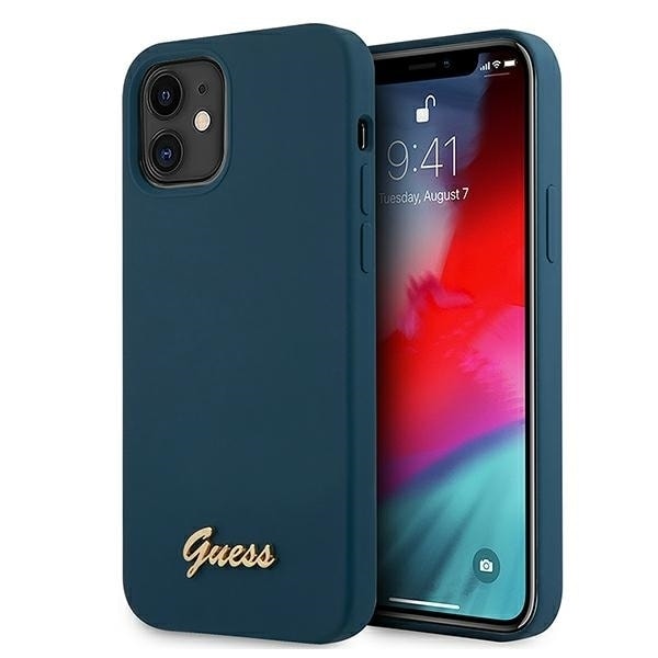 Guess GUHCP12SLSLMGBL iPhone 12 mini 5.4" blue/blue hardcase Metal Logo Script Blue