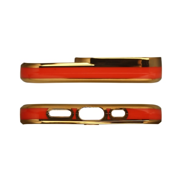 Fashion Case for iPhone 13 Pro Max Gold Frame Gel Cover Red Red